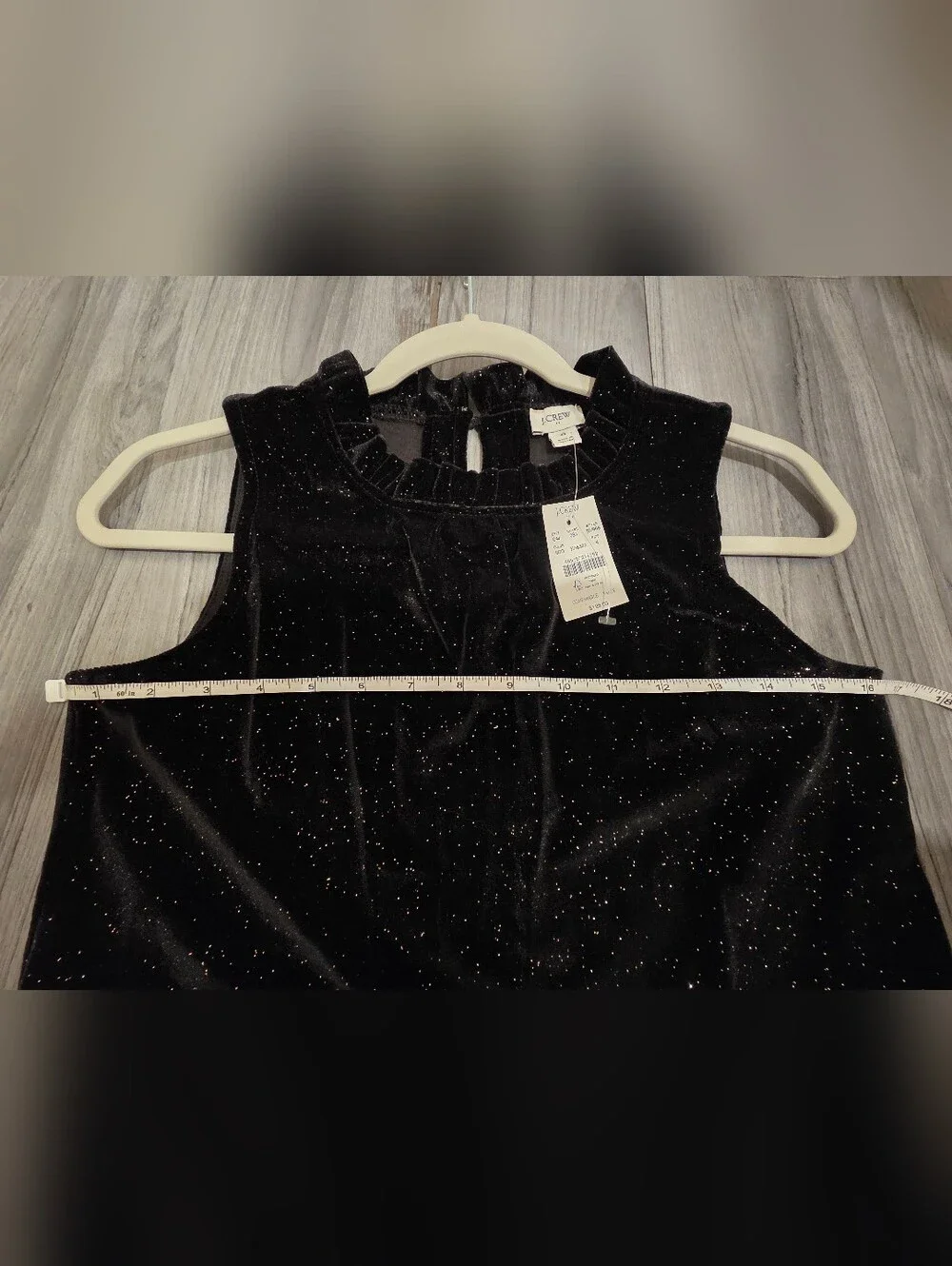 NWT J. Crew Tiered Velvet Midi Dress Women SZ4 Black Shimmer Ruffle Neck BV968
